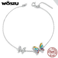 Genuine 100 925 Sterling Silver Simple Rainbow Brilliant Butterfly Fit Bracelet For Women Men Original Fine Jewelry CQB228