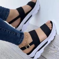 Zapatillas Mujer ใหม่ส้นผู้หญิงแพลตฟอร์ม Wedges รองเท้าสุภาพสตรีฤดูร้อนรองเท้าแตะหัวเข็มขัดลื่นรองเท้าแตะชายหาด Plus ขนาด36 43 258