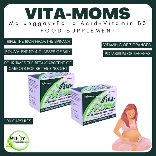 VITA MOMS MALUNGGAY FOOD SUPPLEMENTS 100 CAPSULES / MOTHER MILK BOOSTER/ PAMPARAMI NG GATAS NG