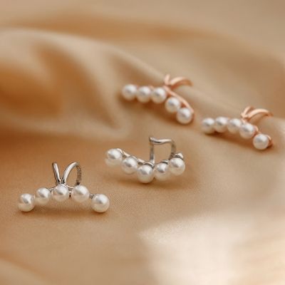 Korean Style Pearls Ear Clip Non Pierced Ear Cuff with Fake Pearl Simple Delicate Ear Climber Fashion Bridal Jewelry 10