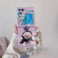 เคสฝาหลังซิลิโคนนิ่มแบบพับได้สำหรับ Samsung Galaxy Z Flip 5 4 3 Zflip5เคสลายดอกไม้โปร่งใสพับได้