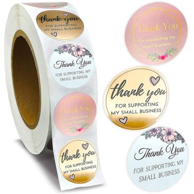 hot！【DT】✔♣  100-500pcs Thank You Supporting Small Business Floral Sticker Label Scrapbooking Stationery