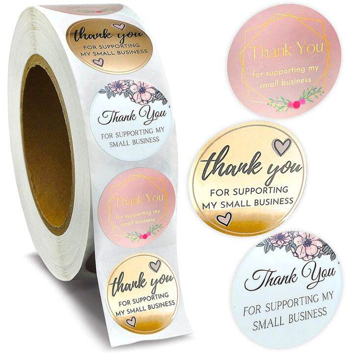 hot-dt-100-500pcs-thank-you-supporting-small-business-floral-sticker-label-scrapbooking-stationery