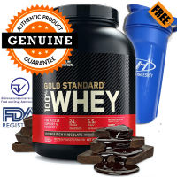 Optimum Nutrition 100% Whey Protein Gold Standard 5 LB - Double Rich Chocolate เวย์โปรตีน + FREE Blender Bottle