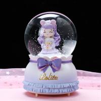 A variety of cartoon couples crystal ball resin ornaments girl heart snow water polo music box childrens toys music box toy