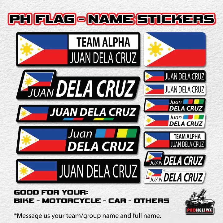PH FLAG NAME CUSTOMIZE BIKE STICKERS HELMETS STICKERS MOTORS PADHESSIVE