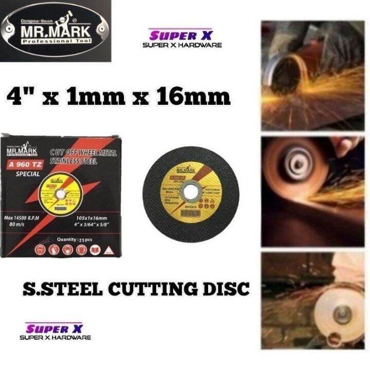 🔥MR.Mark MKWEL12830 4 X 1.0MM Thin Cutting Disc Snless Steel Cut Off Wheel Lazada
