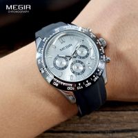 ZZOOI MEGIR Military Sport Watch Men 3atm Waterproof Luminous Chronograph Quartz Wristwatch with Date 24-hour Display Silicone Strap