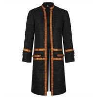 European Mens Overcoat Solid Fashion Steampunk Vintage Mens Uniform Stand Collar Clothing Cosplay