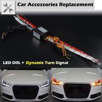 [HOT K] ริ้วสายไฟ LED DRL พร้อมสัญญาณไฟเลี้ยวแบบไดนามิกสีขาวแถบไฟเดย์ไลท์ตัดหมอกที่ไหลได้สีเหลืองอำพันมีความยืดหยุ่นกันน้ำใช้ได้ทั่วไป