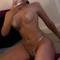 New Sexy Hollow Rhinestone Bra Chest Chain for Women Charm Bikinis Crystal Body Chain Harness Underwear Jewelry Party Gifts