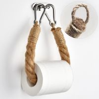 40/50/60/70cm Wall Mount Toilet Paper Holder Towel Rack Bathroom Vintage Style Woven Hanging Rope Toilet Paper Roll Holder Decor