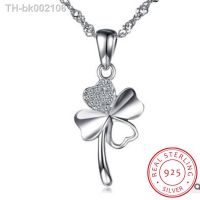 ▦۩☏ Cute Clover Style Crystal Pendants Necklace For Women Wedding Party Pure 925 Sterling Silver Lady Choker Necklaces Accessory