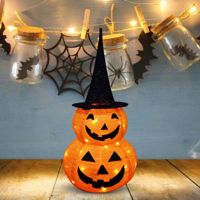 Halloween Decor Folded Pumpkin Lantern Hanging Pendant Jack-o-lantern Led Light Ip65 Waterproof 8 Modes for Indoor Outdoor Home Party