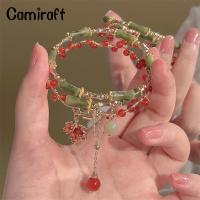 Camiraft สร้อยข้อมือสไตล์จีน18K กำไลทองหยกประดับรูปกระต่ายมีพู่ห้อยสำหรับผู้หญิงหญิงสาว2023สร้อยข้อมือหรูหราสง่างามน่ารักสร้อยข้อมือคริสต์มาสของขวัญปีใหม่