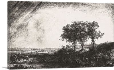 ต้นไม้ทั้งสามที่รูปภาพพิมพ์บนผ้าใบโดย Rembrandt Van Rijn X Deep