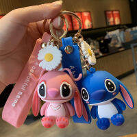 6pcsLot 33 Models Cute Stitch Keychains Cartoon Boy Girl Cat Key Ring Women Bag Key Chains New Key Accessories PVC KT Doll