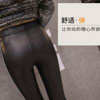 Autumn Winter Style Korean Version Temperament Sports Casual Leather Pants Slim-Fit Slimmer Look Super Elastic Smooth PU Leggings Girls Clothing Must-Have