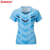 Kawasaki Badminton Clothes Sportswear Shirts For Female V-Neck Breathable Tennis T-Shirt For Women ST-R2211