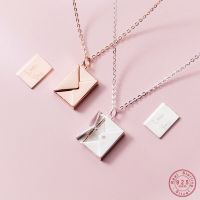 WANTME 925 Sterling Silver Jewelry Square Confession Love Letter Envelope Pendant Necklace Custom Lettering On The Back