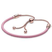 925 Sterling Silver Moments Multicolor Leather With Adjustable Sliding Clasp Bracelet For Popular Bangle Bead Charm Diy Jewelry