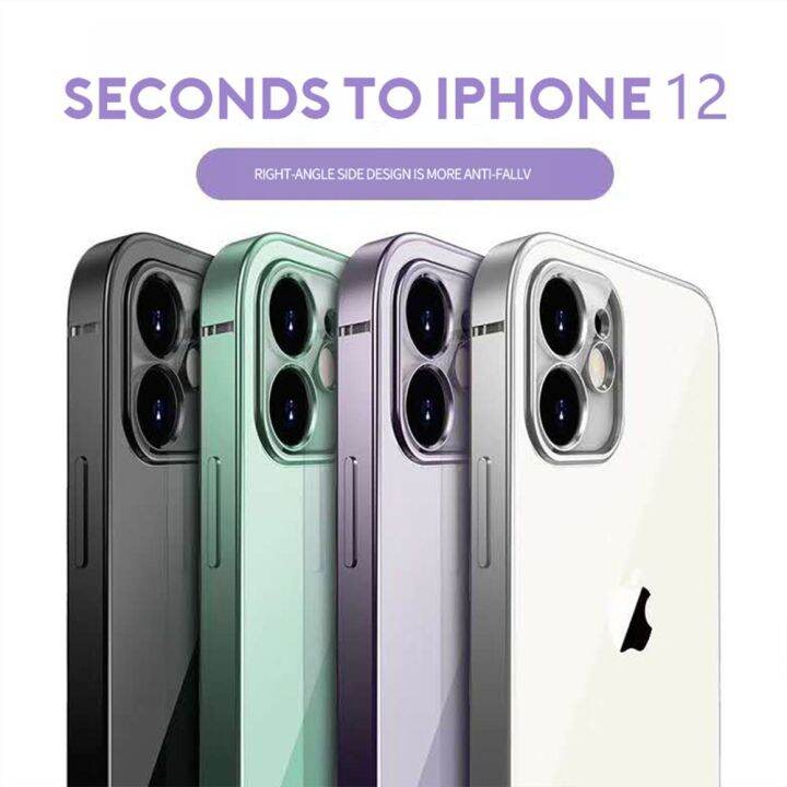 หรูหราชุบสแควร์กรอบกรณีใสสำหรับiphone-12-11-pro-max-iphone-x-xs-xr-7-8พลัสse-2020กรณีเคสโทรศัพท์อ่อนใสปกที่มีอยู่