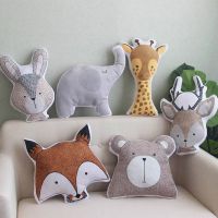 Soft Cartoon Animal Fox Rabbit Bear Giraffe Deer Elephant Cushion Stuffed Sleep Pillow Baby Kids Room Decor Baby Toy Photo Props