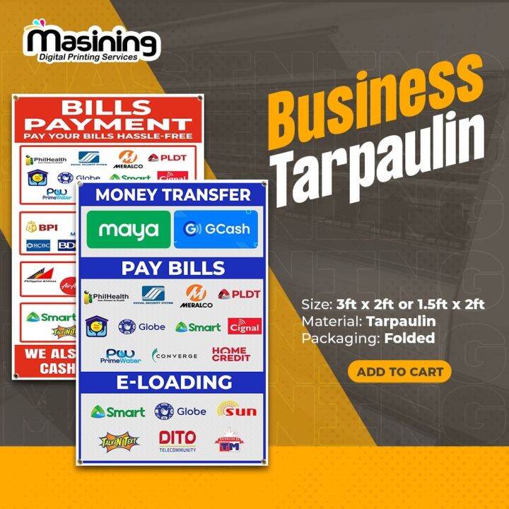 Paybills Business Tarpaulin 3ft x 2ft / 1.5ft Lazada PH