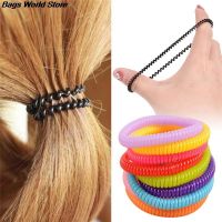 【YF】☢❀  10 pcs/pack elastic colored telephone line hair ring Accessories horsetail spring rubber band headwear New