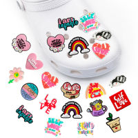 Crocs Pins แปลกใหม่สีการ์ตูน DIY อุปกรณ์เสริมสร้างแรงบันดาลใจวลีที่สร้างแรงบันดาลใจ Jibbitz สไตล์ผู้หญิงที่มีเสน่ห์รองเท้าตกแต่งเด็กเล็กเด็กผู้หญิงผู้หญิงปาร์ตี้ของขวัญแสนน่ารัก