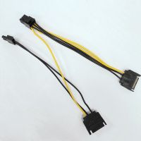 Dual Male SATA 15pin to PCIE PCI-e PCI Express Male 8p 6+2pin GPU For Graphics Card power supply cable 18AWG 20cm for Mining Cables