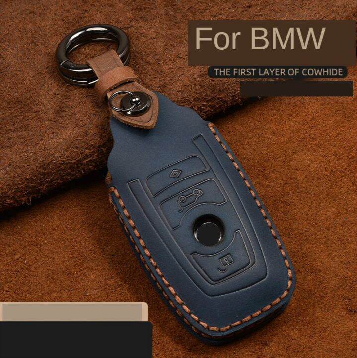 เคสกุญแจรถยนต์หนังเครซีฮอร์สสำหรับ-bmw-f20-f30-f10-f18-f22-f01-x3-x4-f06-f02-m5-m3พวงกุญแจปลอกหุ้มรีโมทคอนโทรล