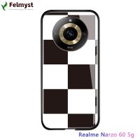 สำหรับ Realme 11 5G Realme Narzo 60 5G แฟชั่นหรูหราย้อนยุคเรียบง่ายแถบไม้สำหรับทำตะแกรงต่อกันกล่องสีนิรภัยโปร่งใสเคสโทรศัพท์หลังกระจก