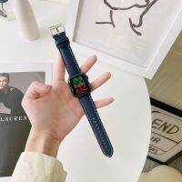 ☏○ Casual Style Band for Apple Watch Series 7 6 5 4 3 2 1 Smooth Surface Leather Strap for Iwatch 38/42mm 40/44mm Correa 41mm 45mm