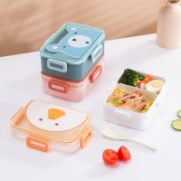 ✢∏✶ 600ML Children Lunch Box Two Compartments Large Capacity Bento Box Microwave Heating Lock Design Students Lunch Box