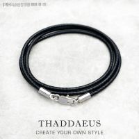 Wax Rope Black Ribbon Necklace Brand New Strand Fashion Jewelry Europe Style 925 Sterling Silver Gift For Men Women