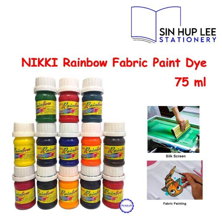 NIKKI Rainbow Non Toxic Fabric Paint Dye 75ml / Pewarna Kain / Colour