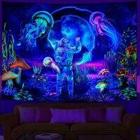 Fluorescent Tapestry UV Purple Luminous Astronaut Tapestry Background Fabric Bedroom Hanging Cloth