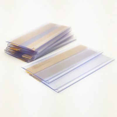 【CW】 H4cm Plastic Shelf Data Strips Clip Holder Merchandise Price Talker Sign Label Display Adhesive Tape Back 100pcs