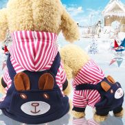 HTRF Winter Striped Sweatshirt for Dogs Hoodies Puppy Dog Coat Dog Clothes