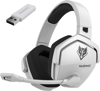 NUBWO G06 Wireless Gaming Headset with Microphone for PS5, PS4, PC, Mac (White)