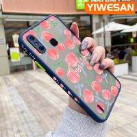 YIWESAN เคสสำหรับ Infinix Smart 4เคส X653 4C สมาร์ทมีน้ำค้างแข็งโปร่งใสกุหลาบแบบเต็มหน้าจอเคสขอบสี่เหลี่ยมด้านข้างแข็งรูปแบบกล้องปลอกซิลิโคนกันกระแทกเคสนิ่ม