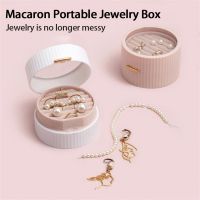 Fashion Mini Jewelry Storage Box Portable Travel Round Jewelry Cases Earrings Rings Necklace Double Layer Jewelry Box Gift