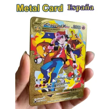 2023 new Spanish Pokémon Cards Metal Pokemon Letters Spanish Pokemon Iron  Cards Mewtwo Pikachu Gx Charizard Vmax Cartas Pokémon