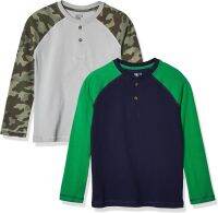 Amazon Essentials Boys and Toddlers Long-Sleeve Henley T-Shirts (Previously Spotted Zebra), Multipacks
