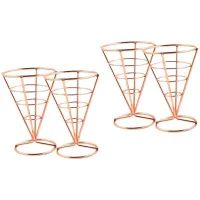 4 Pcs Fried Fries Racks Deep Fryer Basket for Stand Chicken Display Metal Cone Fried Fries Racks