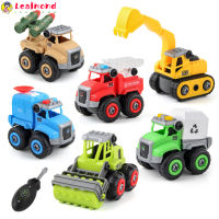 LE In Stock 4ชิ้น/ถุง Plastic Boy Screw Assembly Toy Car Fire Engineering Vehicle Toy Set