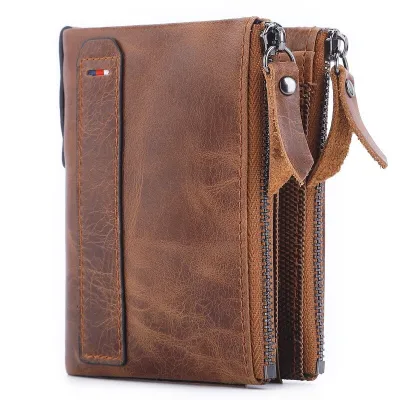 New Brand Mens Wallet 100% Genuine Cow Leather Short Card Holder Man Purse Male Vintage Pocket Wallet