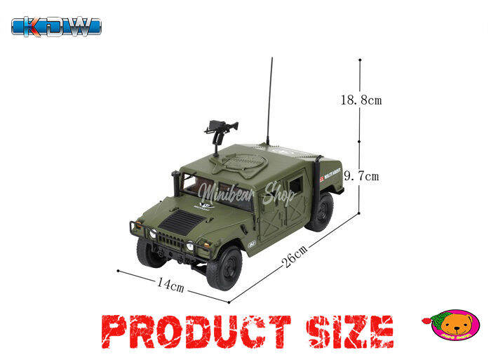 รถโมเดลรถทหาร-humvee-kdw-1-18-เปิดฝากระโปรงหน้ารถได้-เครื่องยนต์จำลองสมจริง-เปิดฝากระโปรงท้ายรถและหลังคาได้-ล้อยางหมุนได้