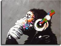 ลิงกับหูฟัง Banksy Dj Chimp ป๊อปอาร์ตลิงสุดเท่ภาพแอบสแตรกโปสเตอร์ตกแต่งแบบศิลปะศิลปะบนผนังภาพห้องน้ำสำนักงานบ้านศิลปะการตกแต่งห้องนอนผู้ชายผู้หญิงของขวัญพิมพ์ลาย